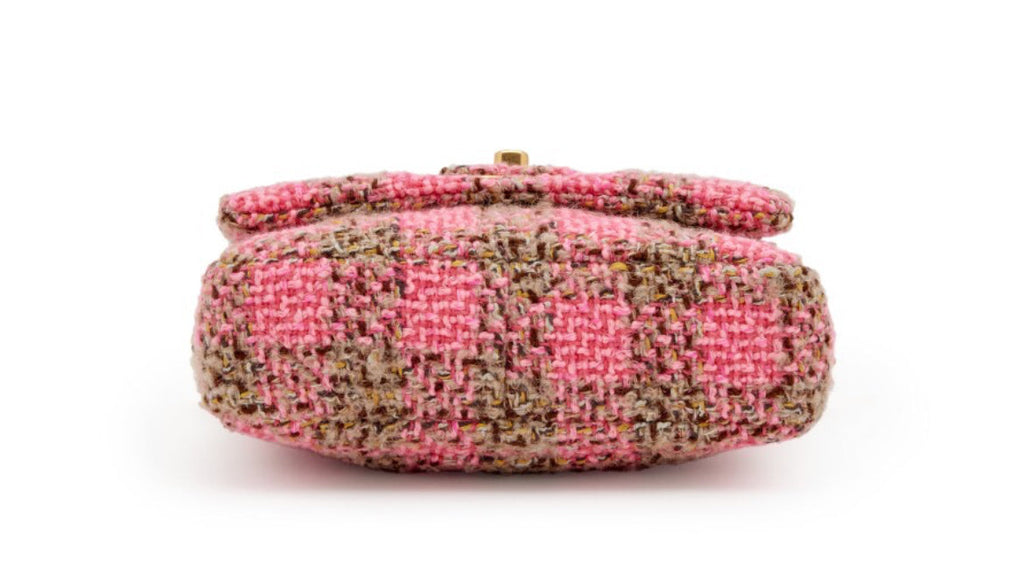 Chanel
Pink and Beige Quilted Wool Tweed Small Elegant Chain Flap Gold Hardware, 2022