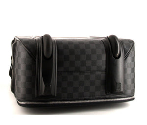 Valigia flessibile Louis Vuitton Pegase in tela a scacchi e pelle nera