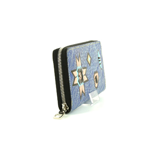 Portafogli Louis Vuitton Zippy in pelle Epi blu con motivo