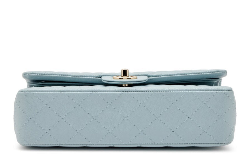 Chanel
Light Blue Quilted Caviar Medium Classic Double Flap Light Gold Hardware, 2022