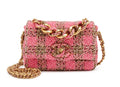 Chanel
Pink and Beige Quilted Wool Tweed Small Elegant Chain Flap Gold Hardware, 2022