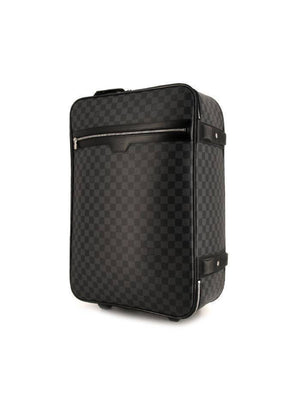 Valigia flessibile Louis Vuitton Pegase in tela a scacchi e pelle nera
