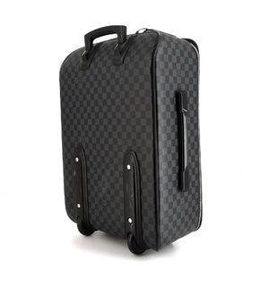 Valigia flessibile Louis Vuitton Pegase in tela a scacchi e pelle nera