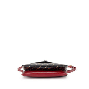Gucci
Black and Red Leather and Strass Thiara Double Shoulder Bag Gold Hardware