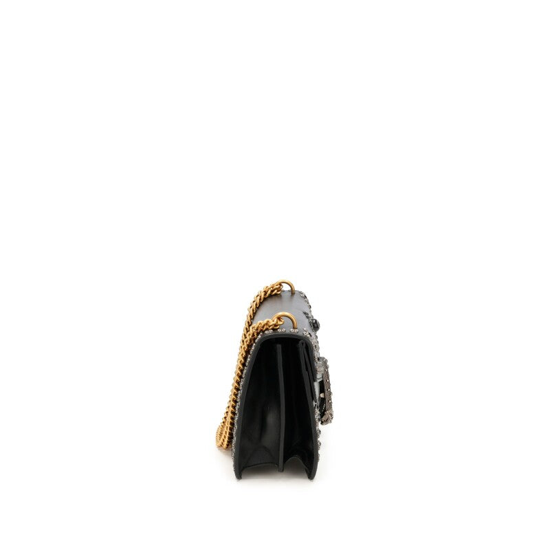 Gucci
Black Leather and Strass Studded Small Dionysus Bag Gold and Ruthenium Hardware