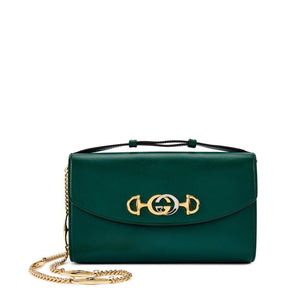 Gucci
Green Leather Mini Zumi Flap Bag Gold and Silver Hardware
