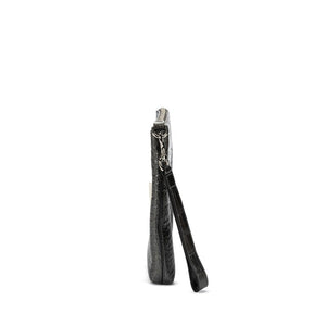 Gucci
Gunmetal Crocodile Pouch Silver Hardware