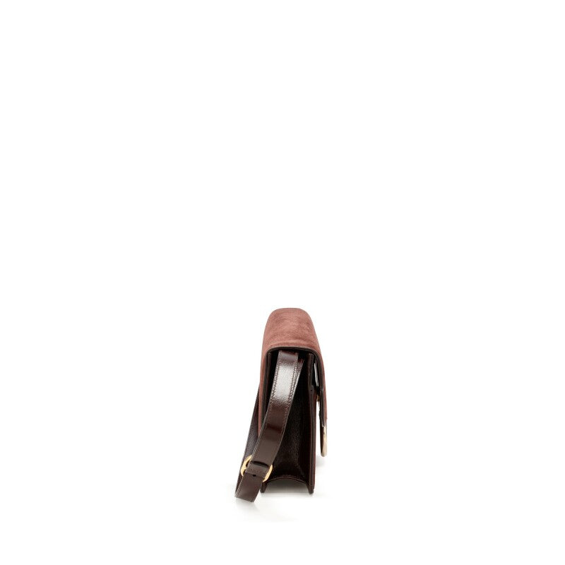 Gucci
Brown Suede Small GG Ring Shoulder Bag Gold Hardware