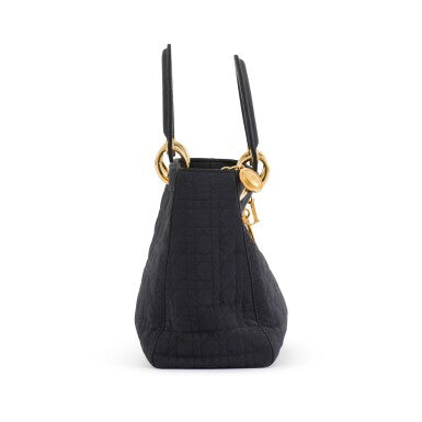 Dior Navy Cloth Cannage Medium Lady Dior Bag with Gold Hardware, circa 2001