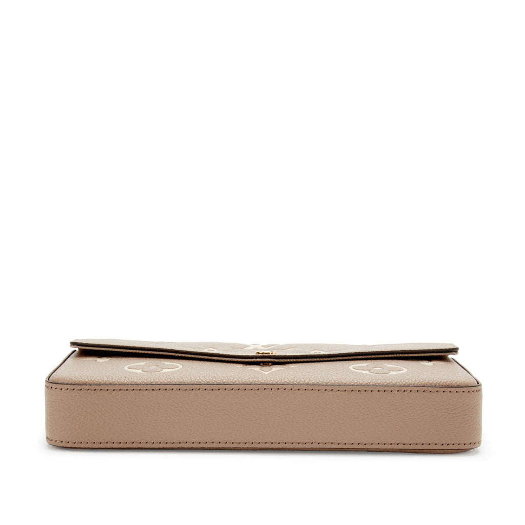 Louis Vuitton
Tourterelle and Crème Monogram Empreinte Pochette Félicie Gold Hardware, 2021