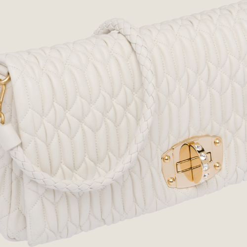 Borsa a spalla Miu Crystal in Nappa Cloqué