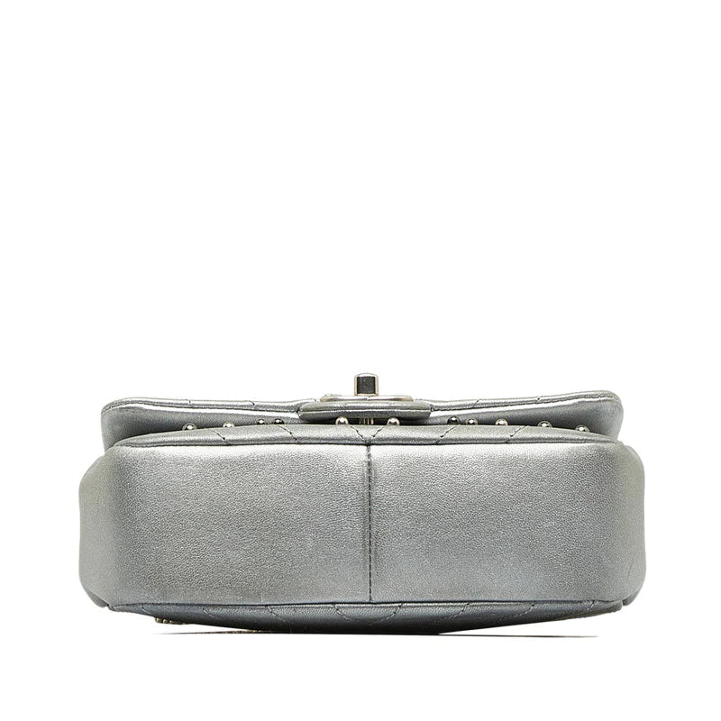Chanel CC Chevron Studded Leather Flap Bag